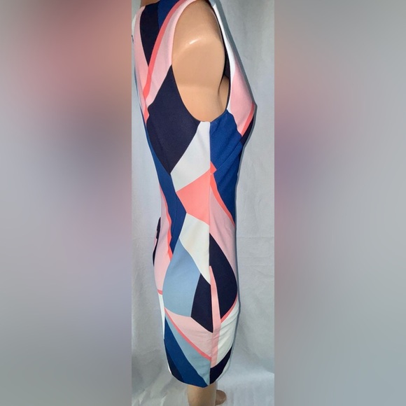 Vince Camuto  Printed Sheath Dress in Pink, Blue, and White - Picture 12 of 13